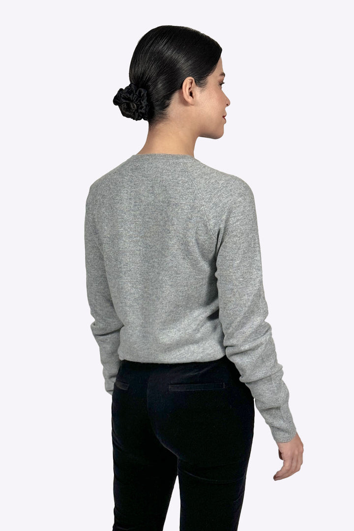 pull cachemire embelli gris (noeud argenté)