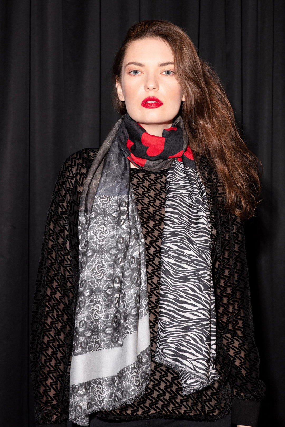 Hearts modal/cashmere scarf